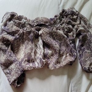 4SI3NNA Purple and Cream Off-Shoulder Blouse